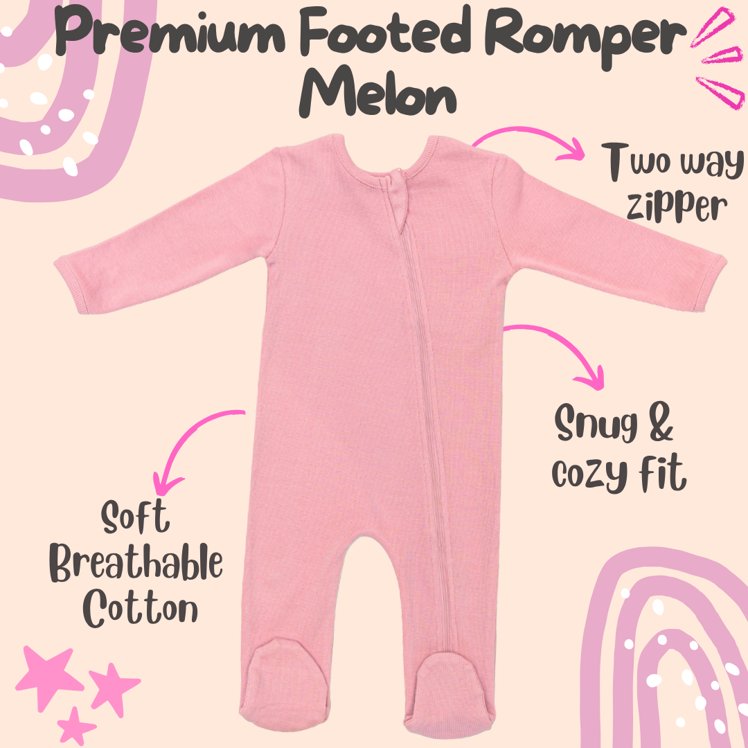 Premium Footed Rompers - Melon