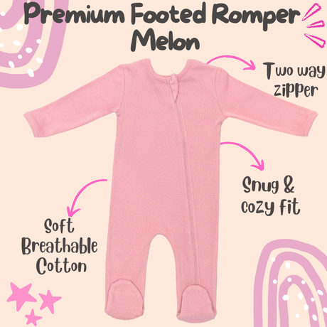Premium Footed Rompers - Melon