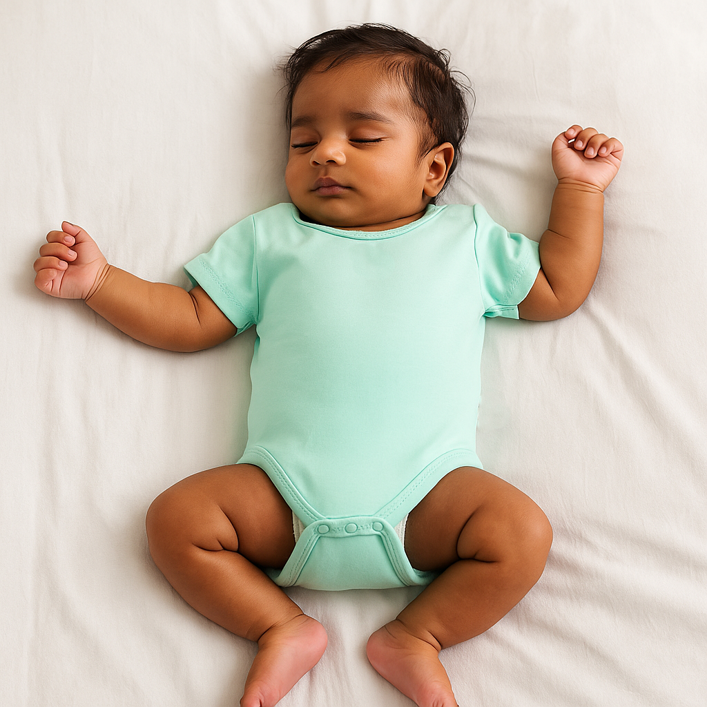 Premium Baby Unisex Cotton Half Sleeve Romper - Cyan