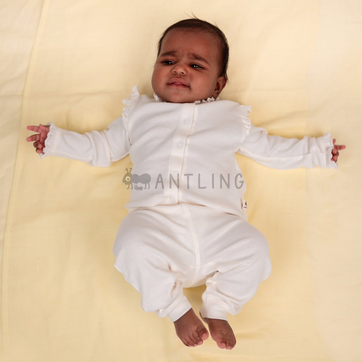 Premium Ruffle Collar Co-ords - Ecru