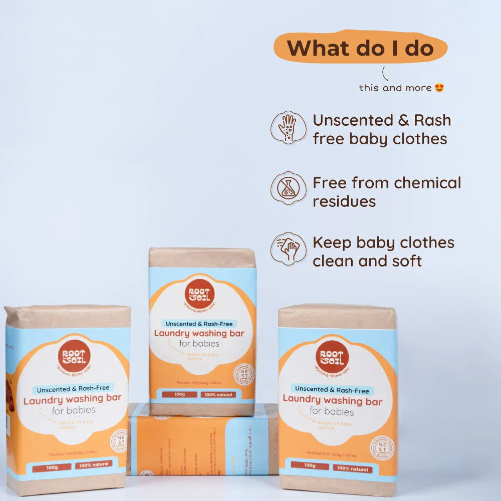 Natural Baby laundry washing bar (Coconut Oil based) - pack of 4