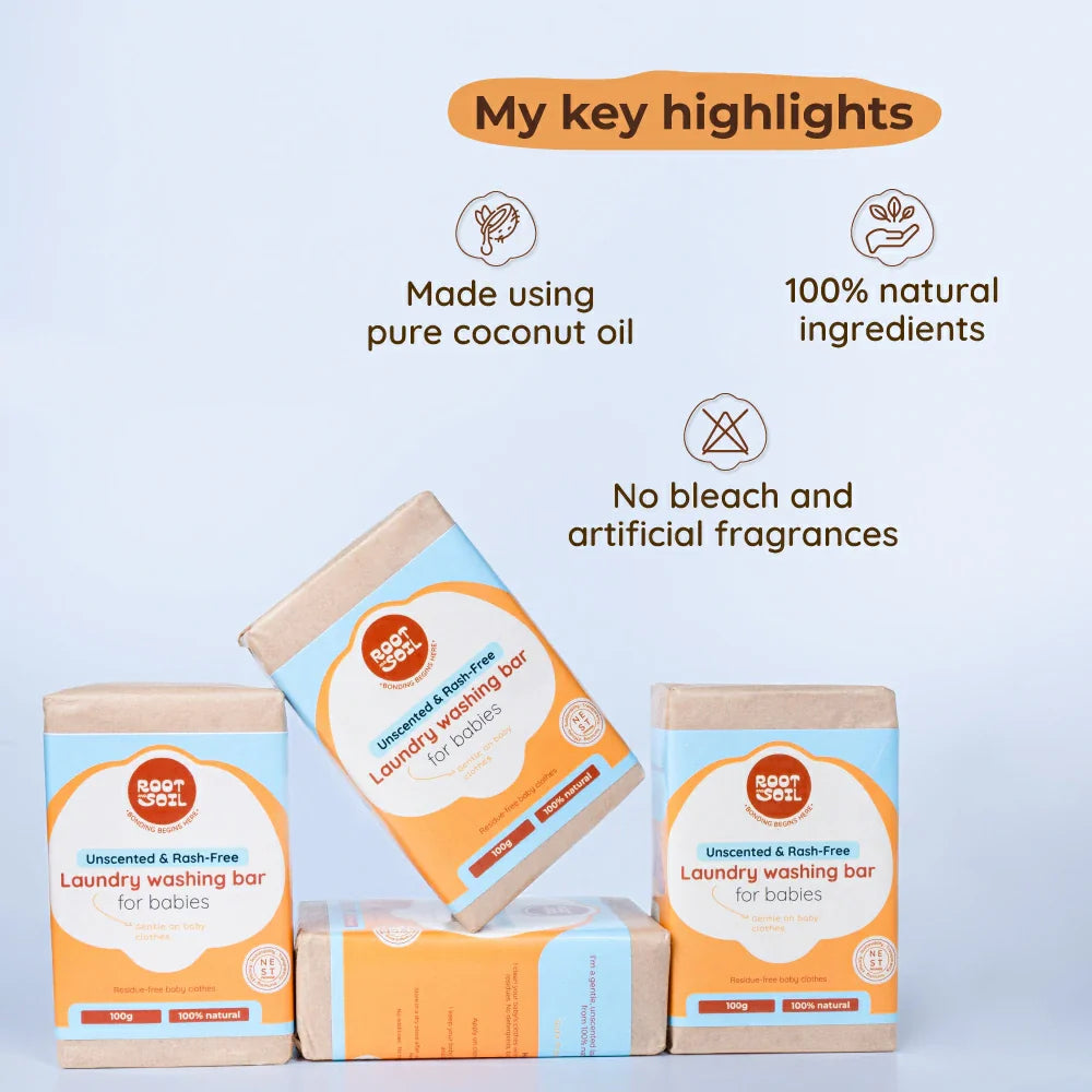 Natural Baby laundry washing bar (Coconut Oil based) - pack of 4