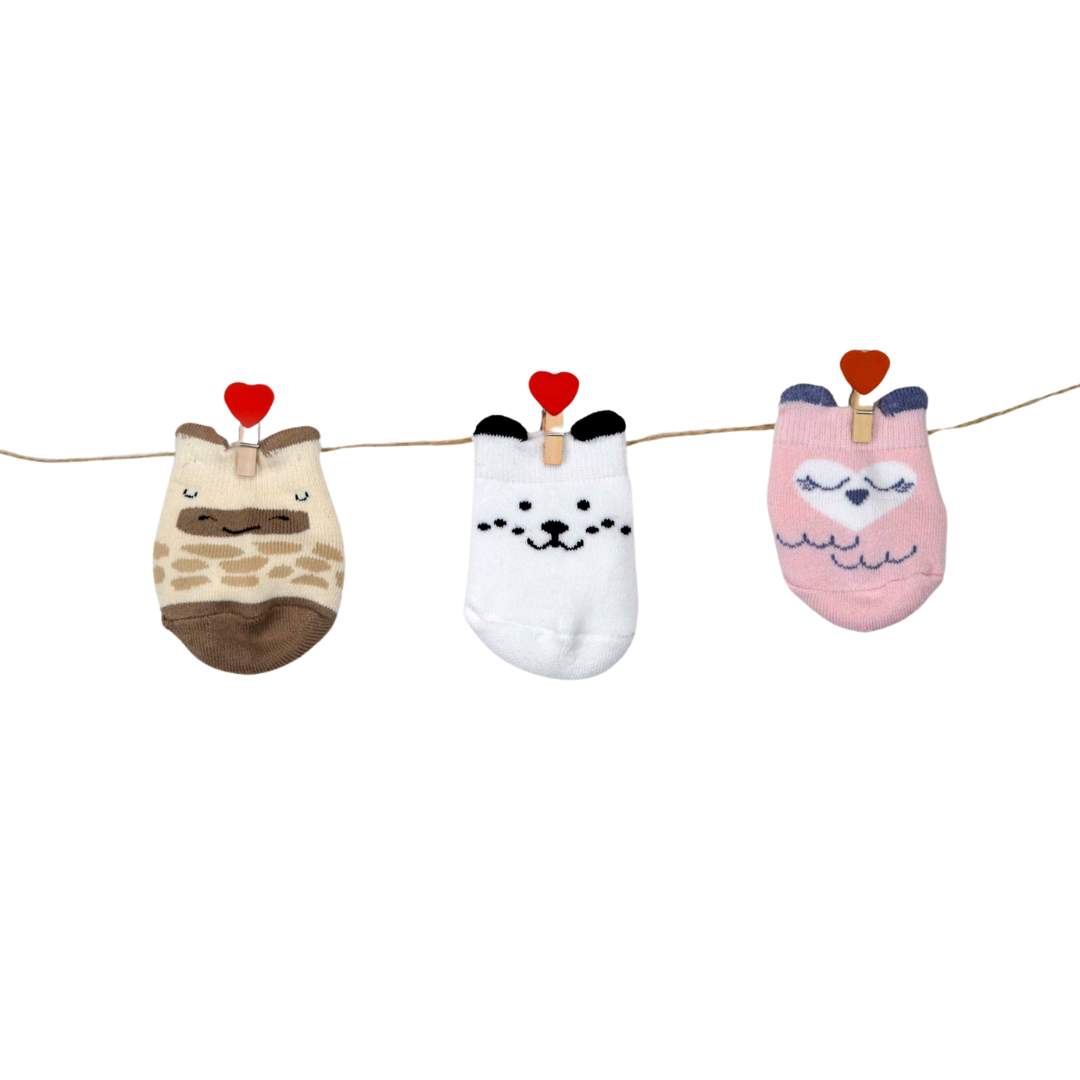 Baby Socks (pack of 3) -Cute Animals (0-12 Months)