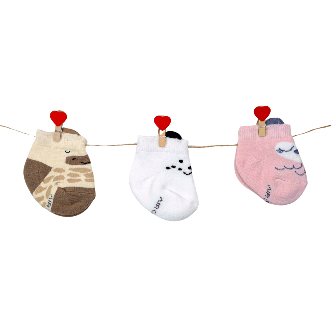 Baby Socks (pack of 3) -Cute Animals (0-12 Months)