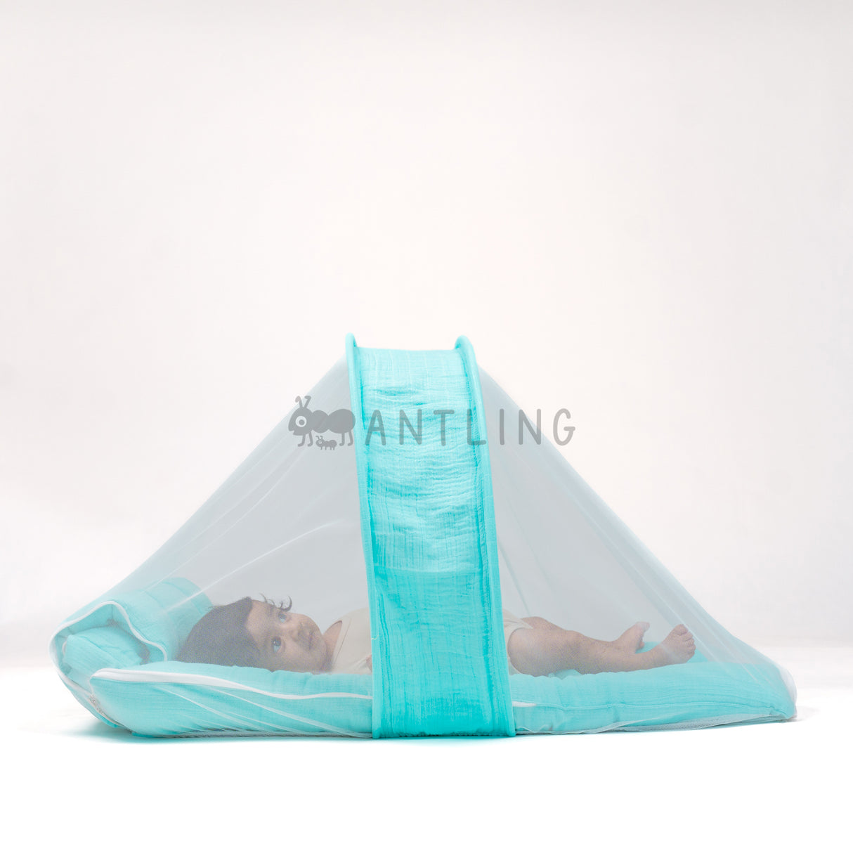 SoftNest - Premium Muslin Baby Nest cum Bed Set - Cyan