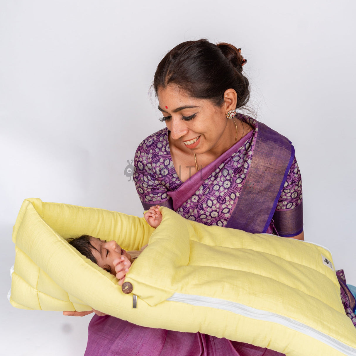 SoftNest - Premium Muslin Baby Nest cum Bed Set - Yellow