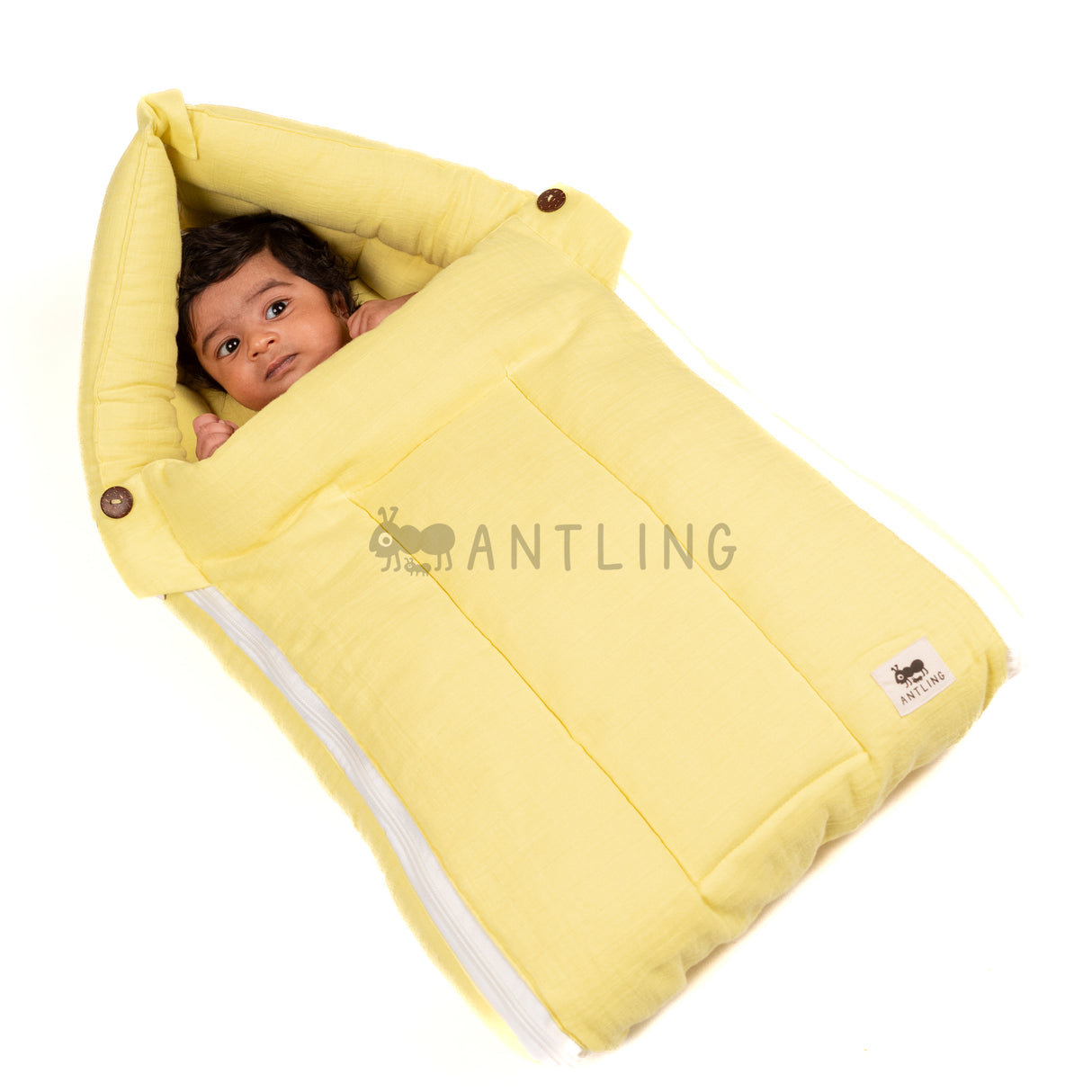 SoftNest - Premium Muslin Baby Nest cum Bed Set - Yellow