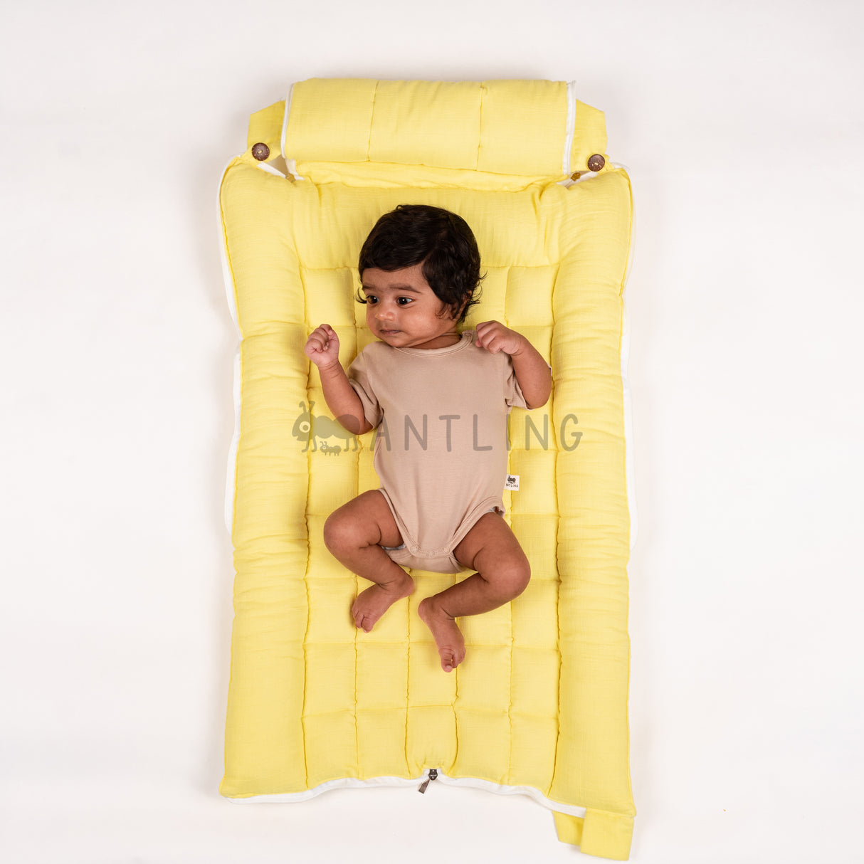 SoftNest - Premium Muslin Baby Nest cum Bed Set - Yellow