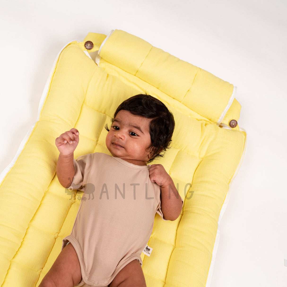 SoftNest - Premium Muslin Baby Nest cum Bed Set - Yellow