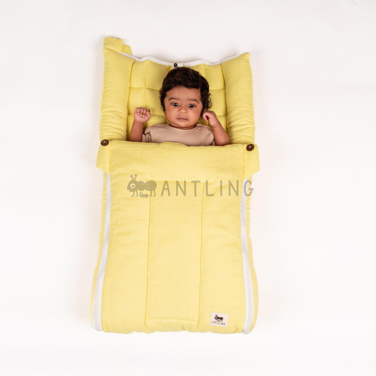 SoftNest - Premium Muslin Baby Nest cum Bed Set - Yellow