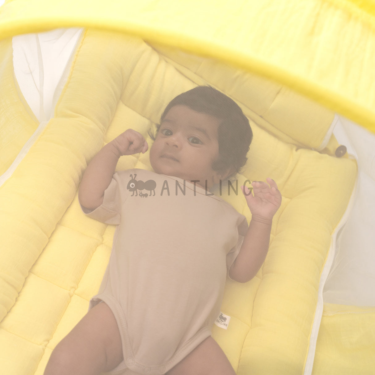 SoftNest - Premium Muslin Baby Nest cum Bed Set - Yellow