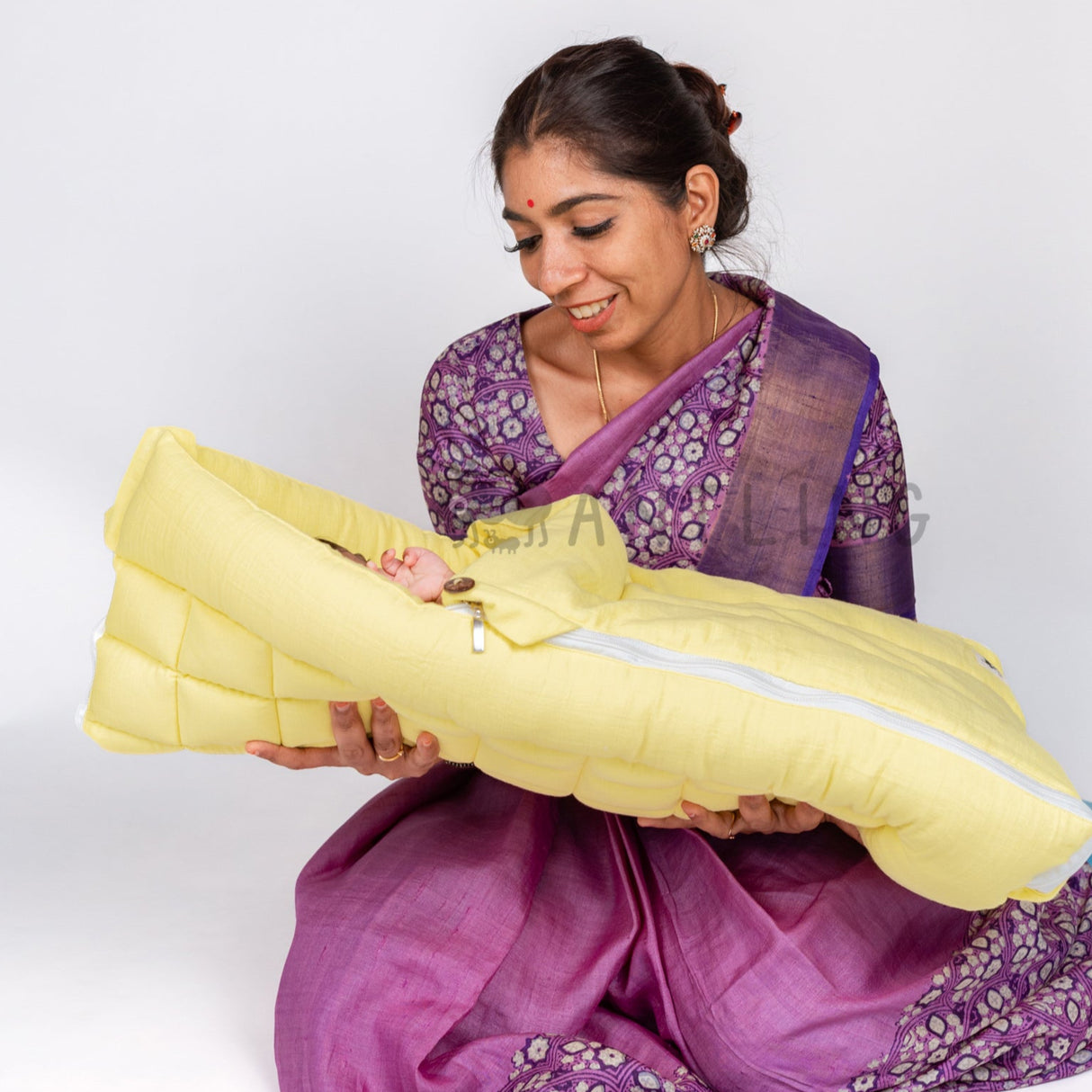 SoftNest - Premium Muslin Baby Nest cum Bed Set - Yellow
