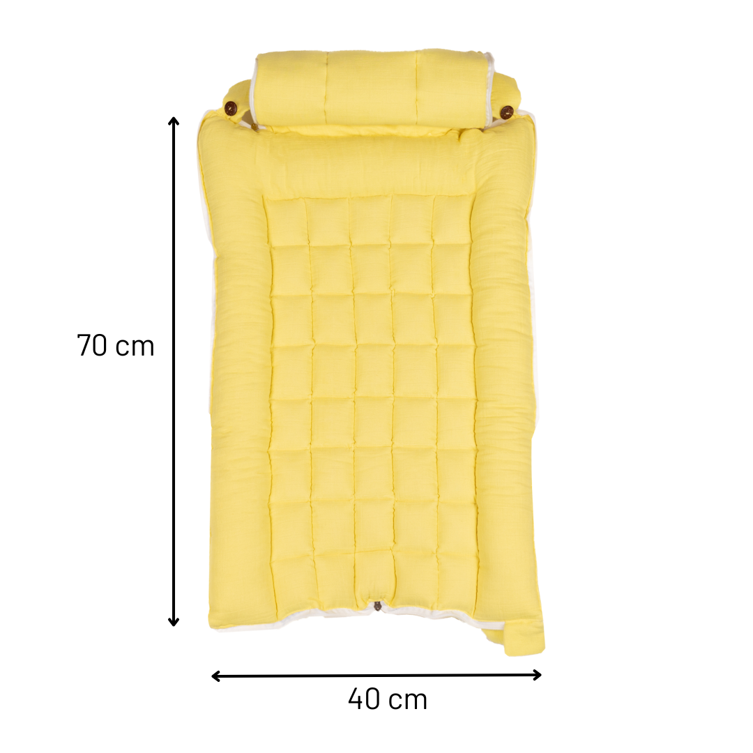 SoftNest - Premium Muslin Baby Nest cum Bed Set - Yellow