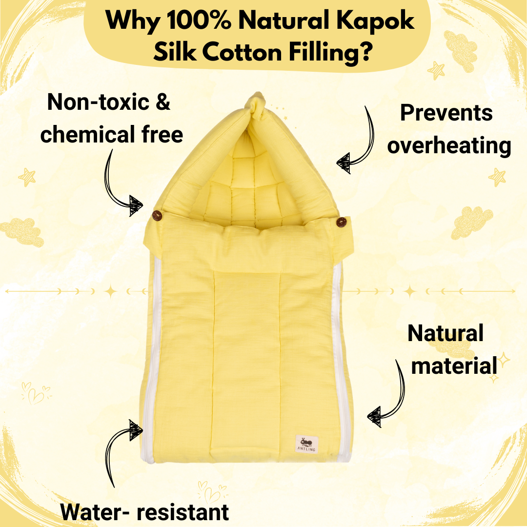 SoftNest - Premium Muslin Baby Nest cum Bed Set - Yellow