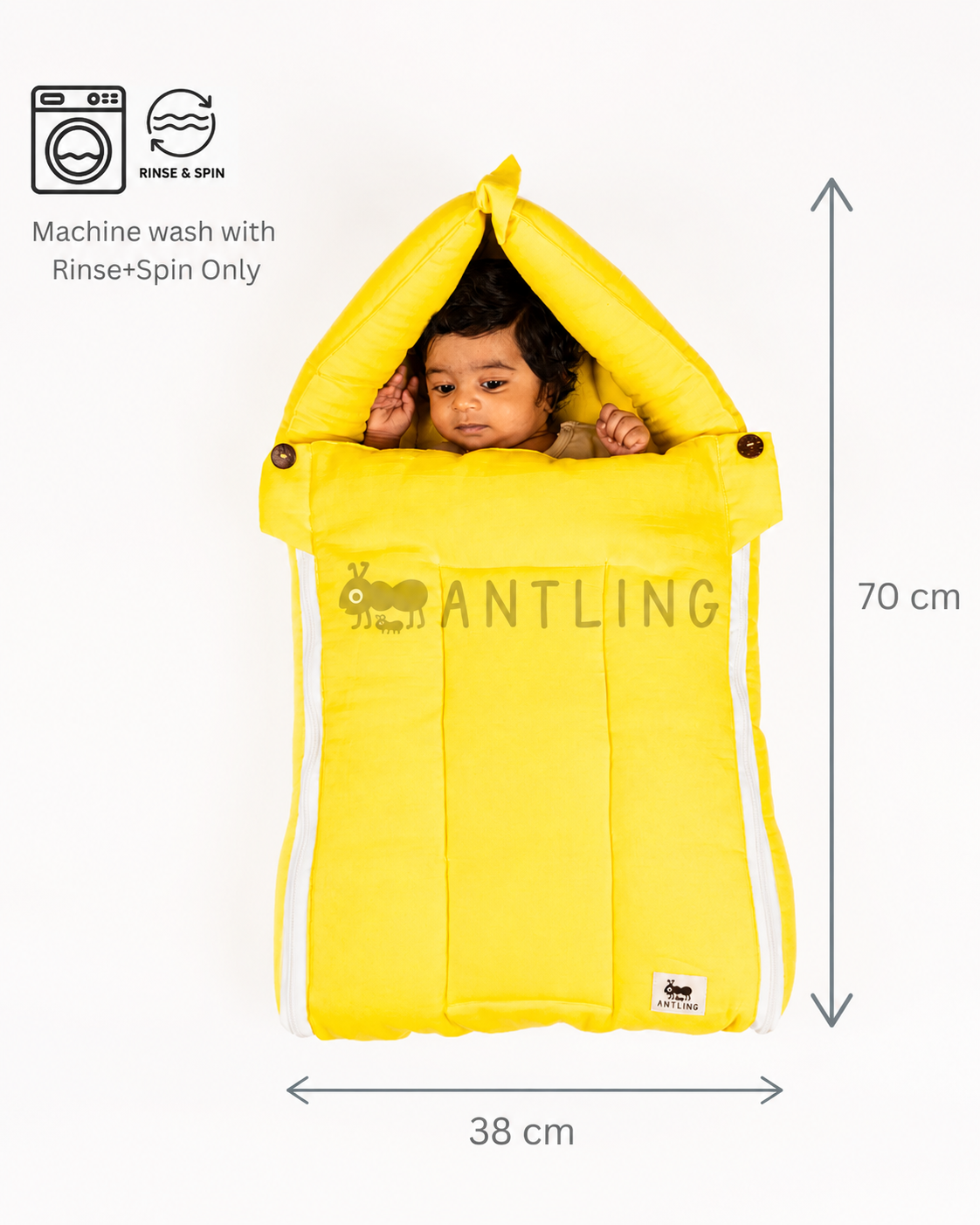 SoftNest - Premium Muslin Baby Nest cum Bed Set - Yellow
