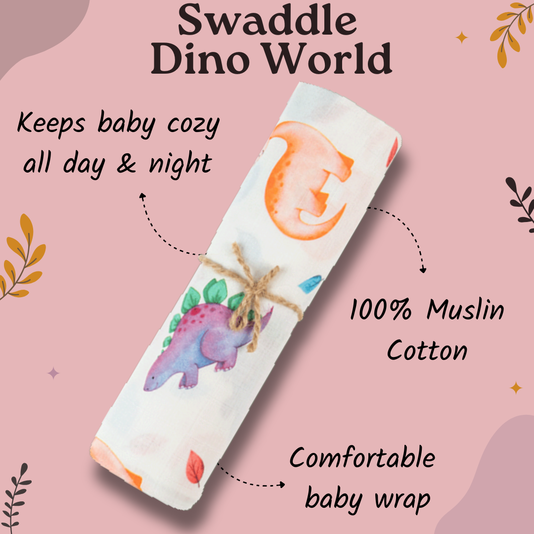 Premium Muslin Swaddle- Dino World