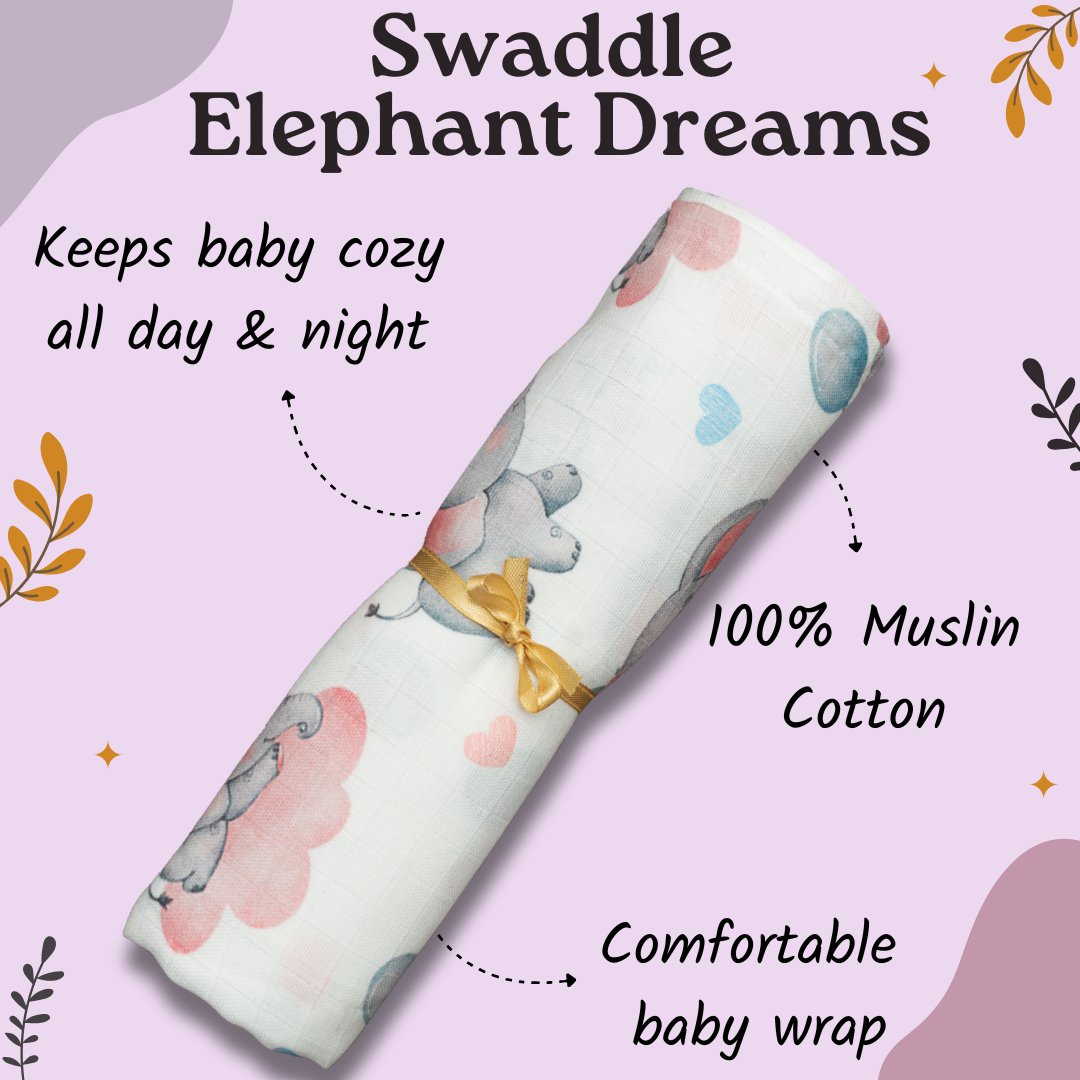 Premium Muslin Swaddle - Elephant Dreams