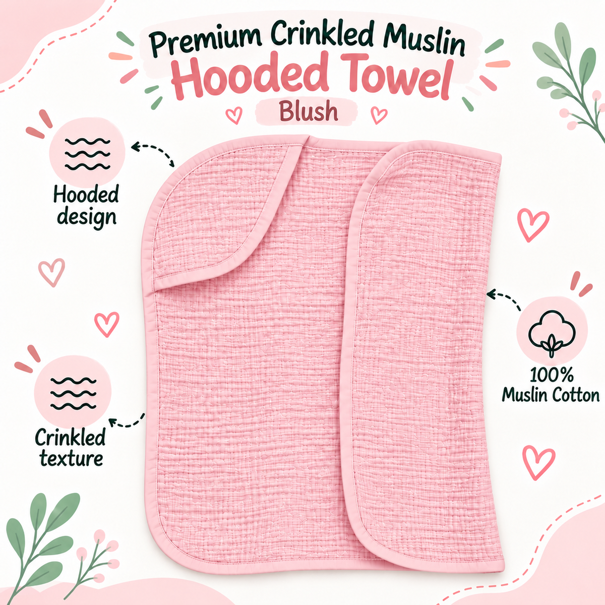 Premium Crinkled Muslin Hodded Towel