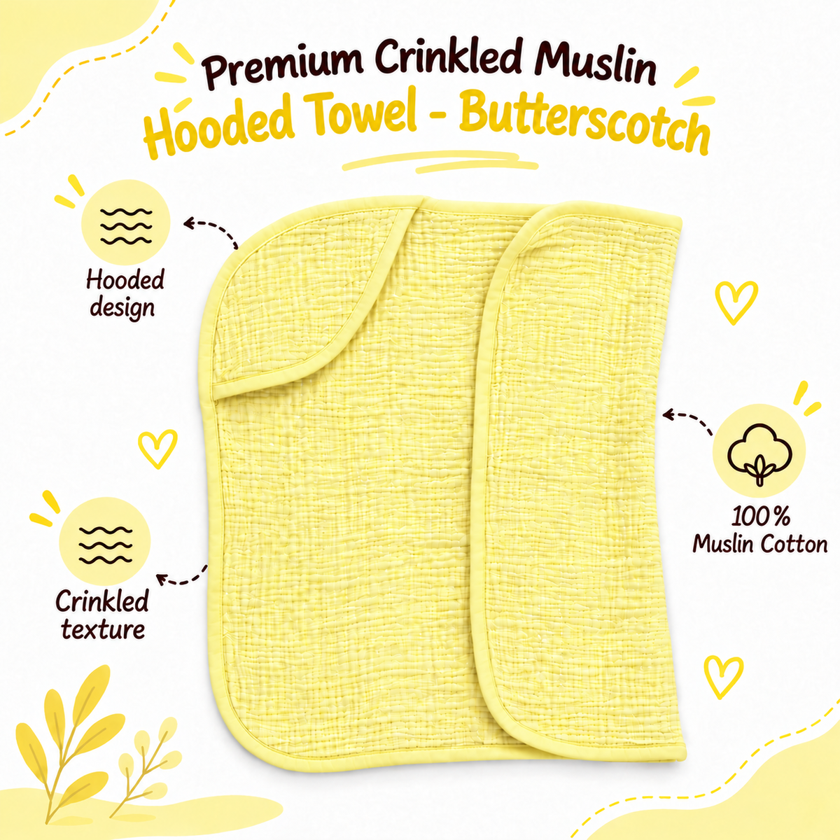 Premium Crinkled Muslin Hodded Towel