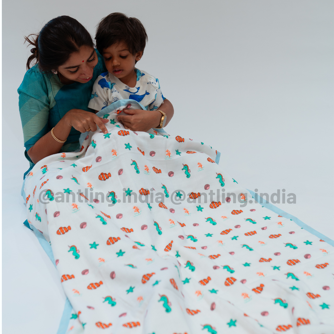 Muslin Toddler Blanket (4 layers) - Sea World