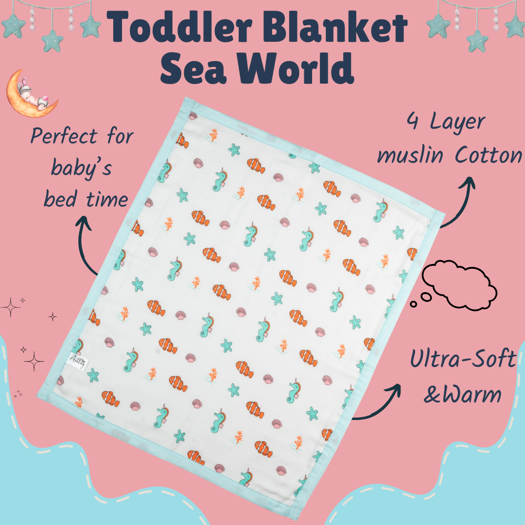 Muslin Toddler Blanket (4 layers) - Sea World