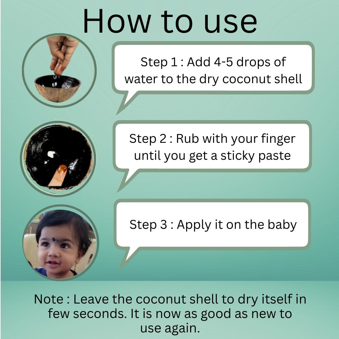 Vengai Pottu Black Bindi for Babies (Pack of 2)