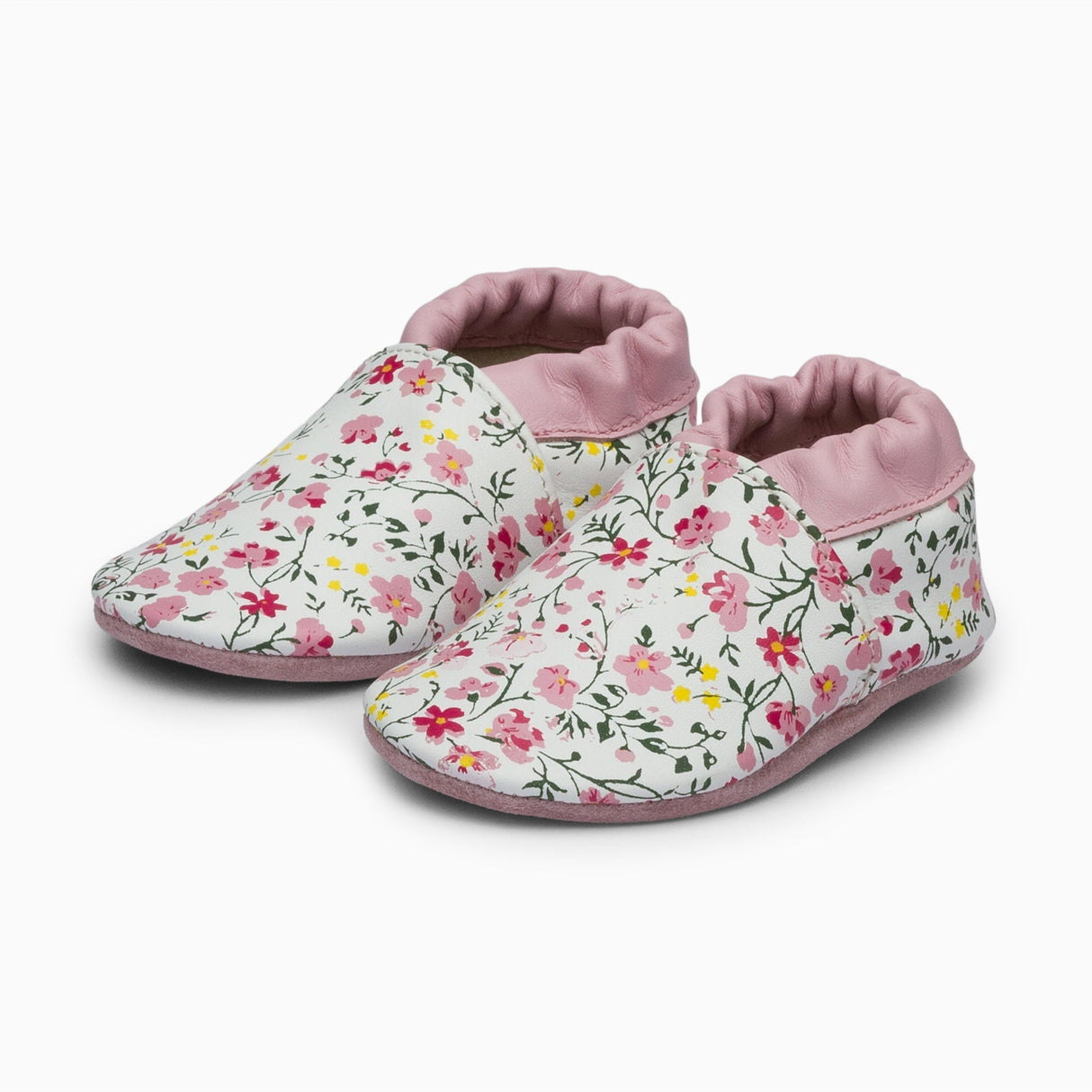 Pink Flowers Leather Baby Shoe