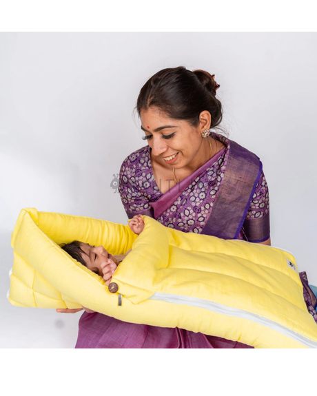 SoftNest - Premium Muslin Baby Nest cum Bed Set - Yellow