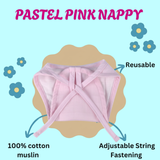 100% Pure Cotton Muslin Pastel Pink Nappy - Newborn (Pack of 2)