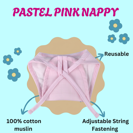 100% Pure Cotton Muslin Pastel Pink Nappy - Newborn (Pack of 2)
