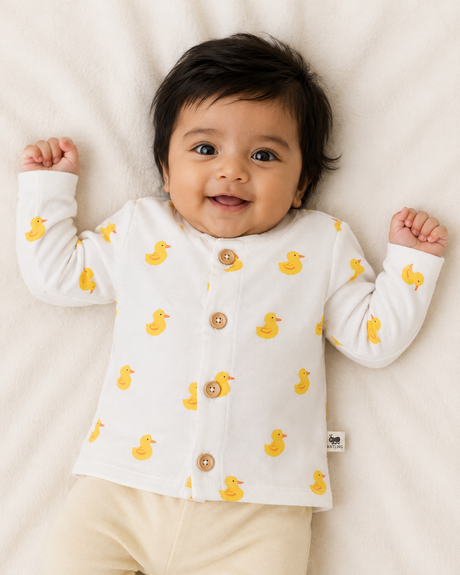 Fleece Cotton Baby Boy & Girls Sweater | Cardigan - Duckling