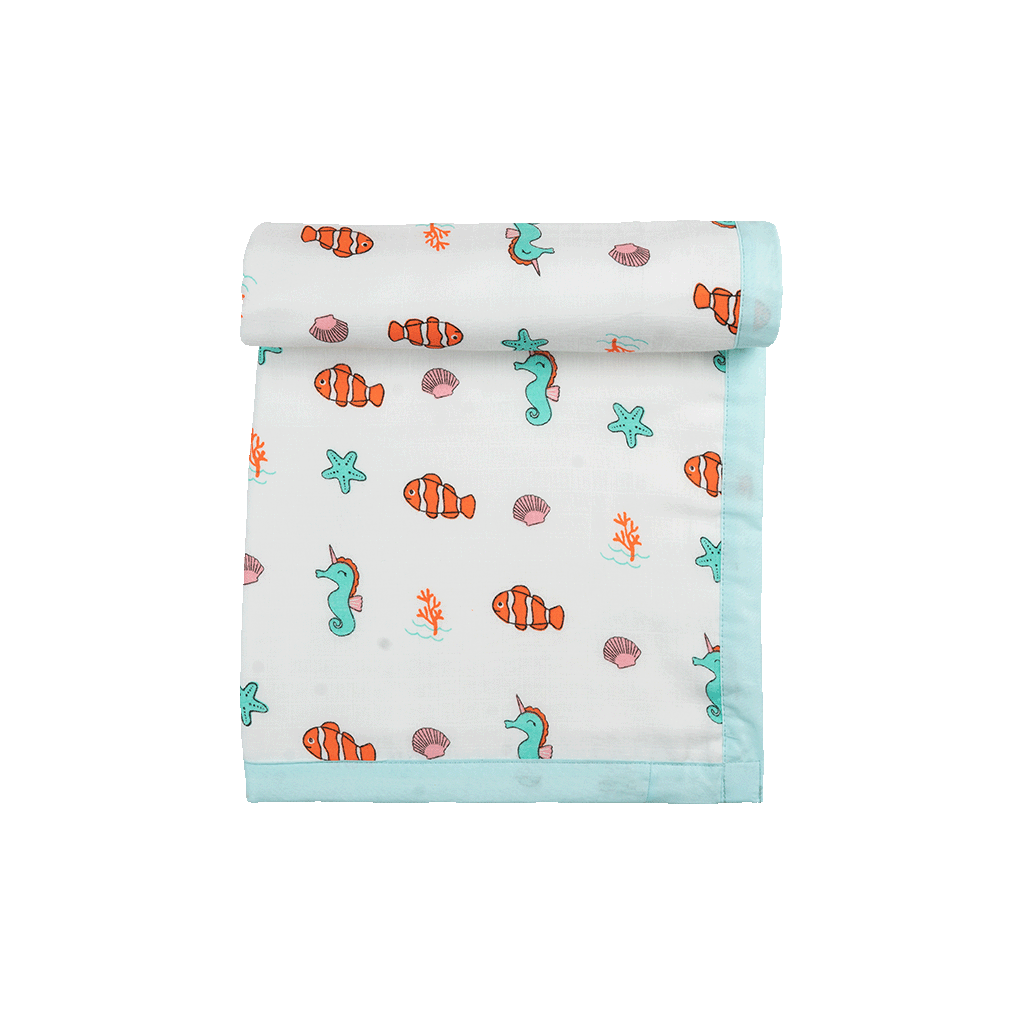 4 Layers Muslin Holding Towel - Sea World