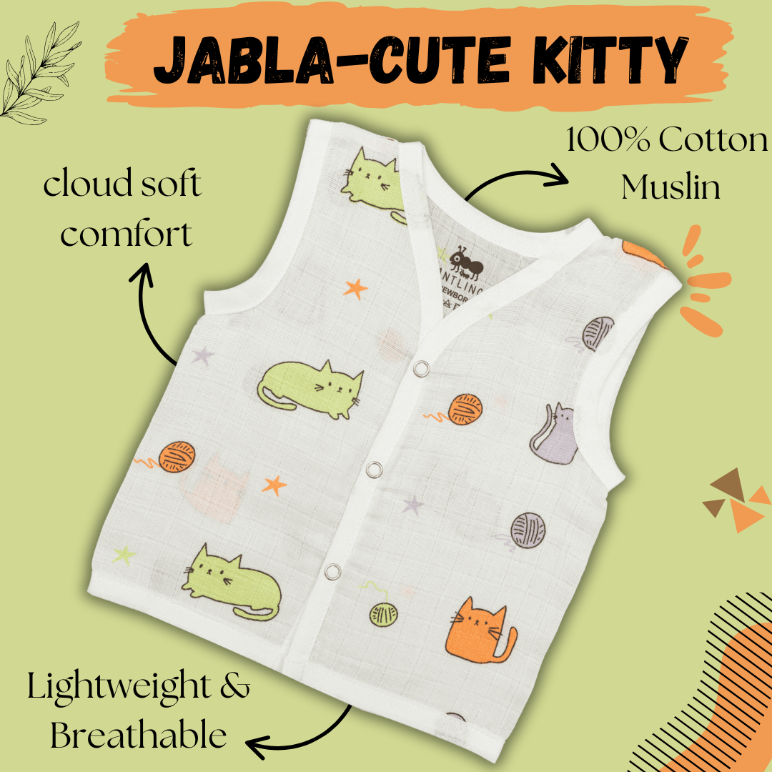 Muslin Jabla - Cute Kitty