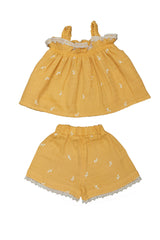 Muslin Girls Co-ords - Mustard