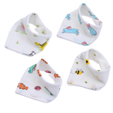 Muslin Bib cum Wash Cloth  (2 layers) - Pack of 4 prints