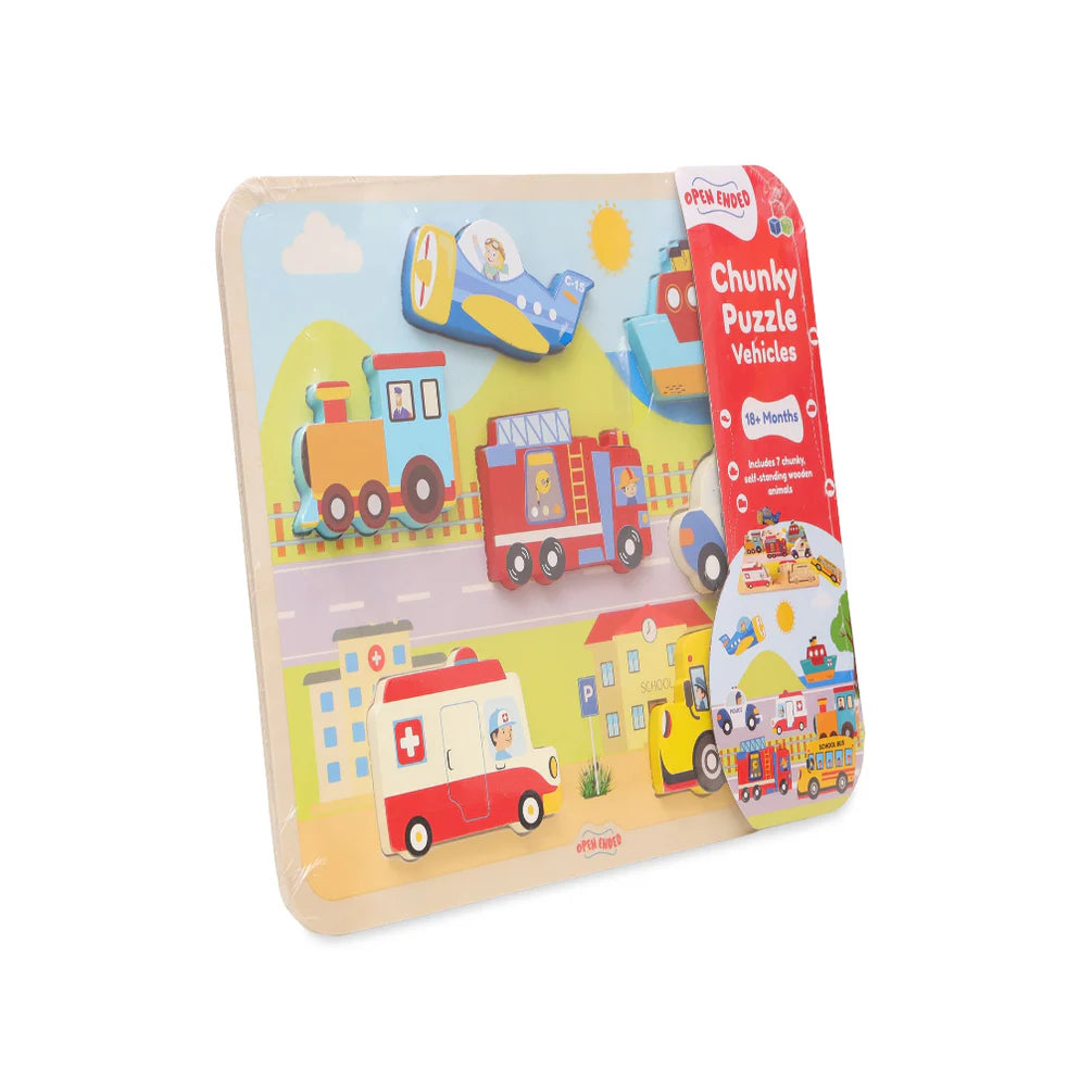 Open Ended Chunky Puzzle New Design - Vehicles (Includes - 7 Chunky self standing Vehicles)