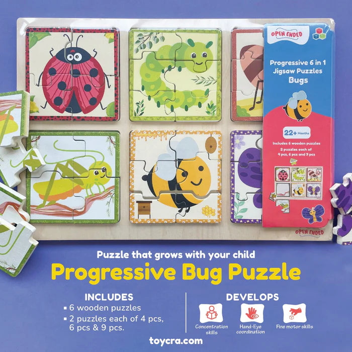 Open Ended Progressive 6 IN 1 Bug Puzzle