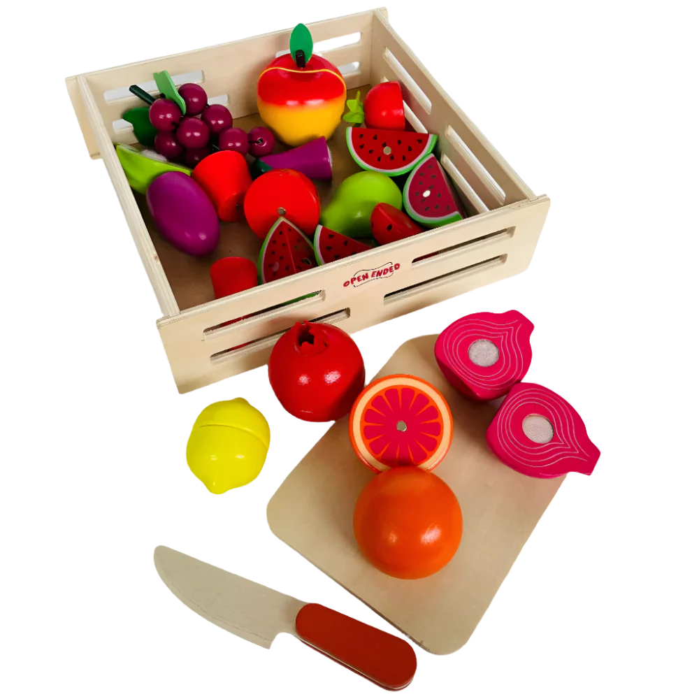 Open Ended Wooden Cutting Set - Fruits & Veggies