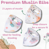 Premium Muslin Bib cum Wash Cloth (2 layers) - Pack of 3 prints