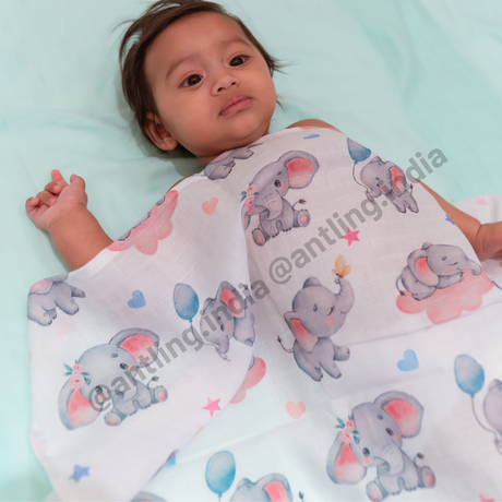 Premium Muslin Swaddle - Elephant Dreams