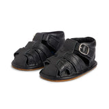 Black Crisscross Single Strap Baby Sandals
