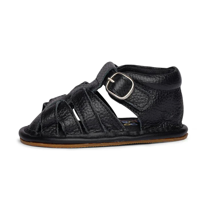 Black Crisscross Single Strap Baby Sandals