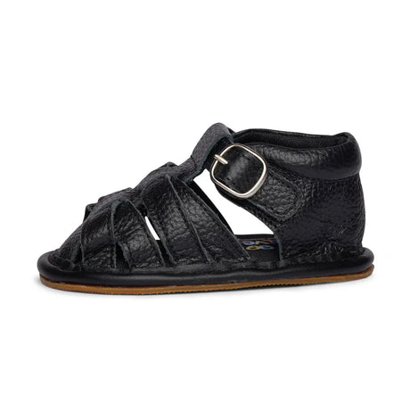 Black Crisscross Single Strap Baby Sandals