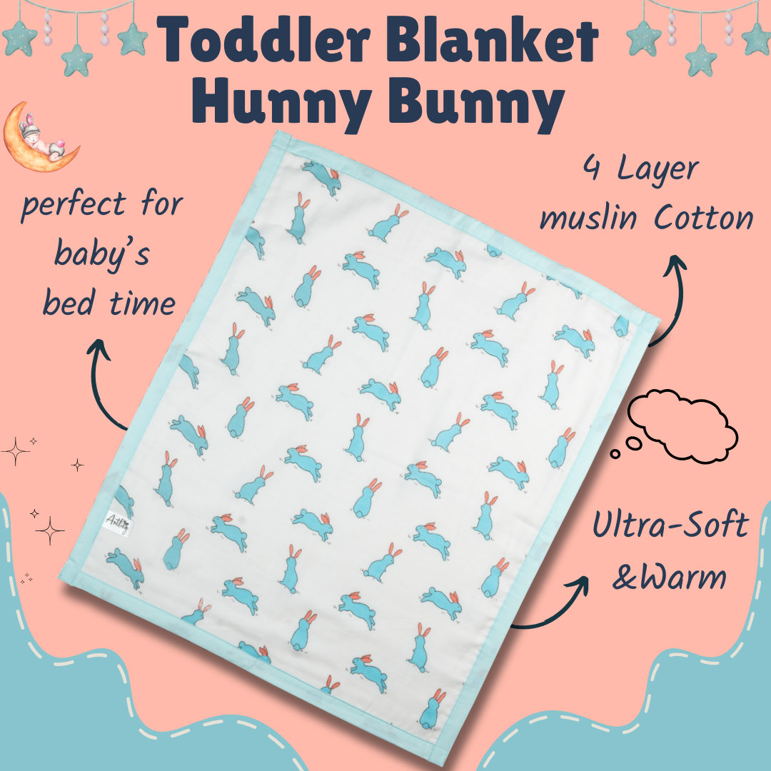 Muslin Toddler Blanket (4 layers) - Hunny Bunny