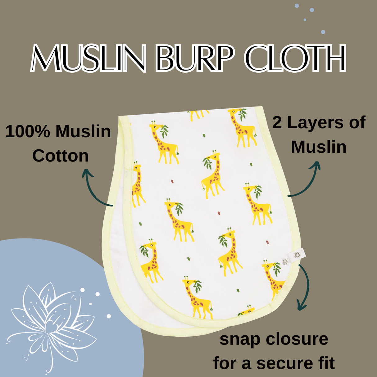 Muslin Burp Cloth - Yellow Giffy