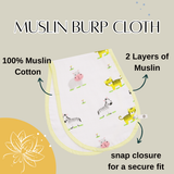 Muslin Burp Cloth - Baby Animals