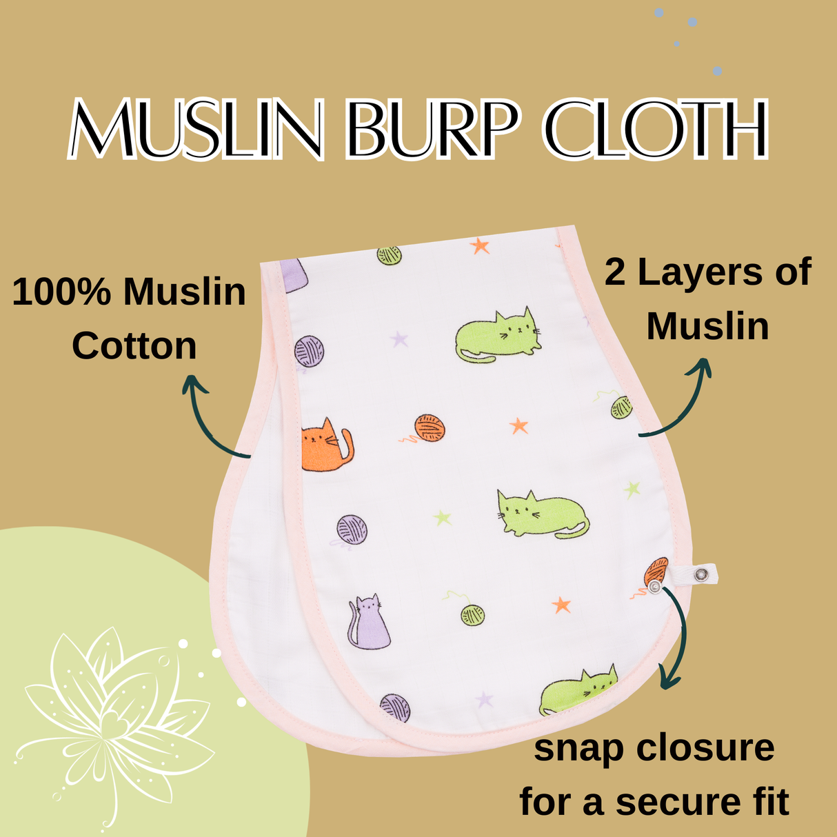 Muslin Burp Cloth - Cute Kitty