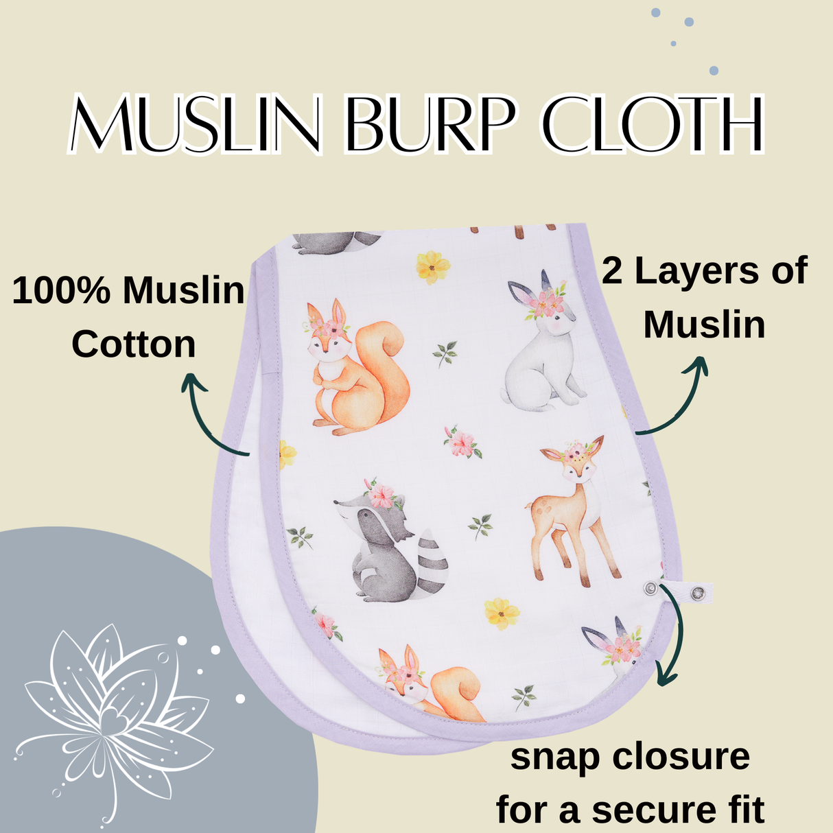 Premium Muslin Burp Cloth - Enchanted Woods