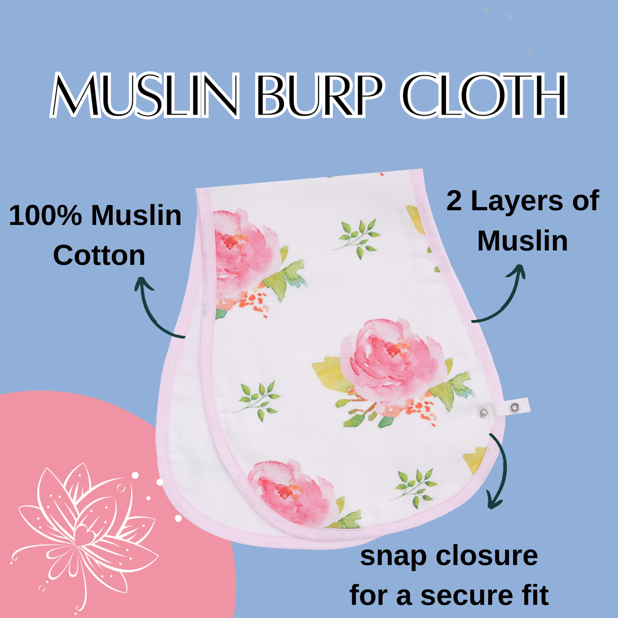 Premium Muslin Burp cloth - Rose Garden