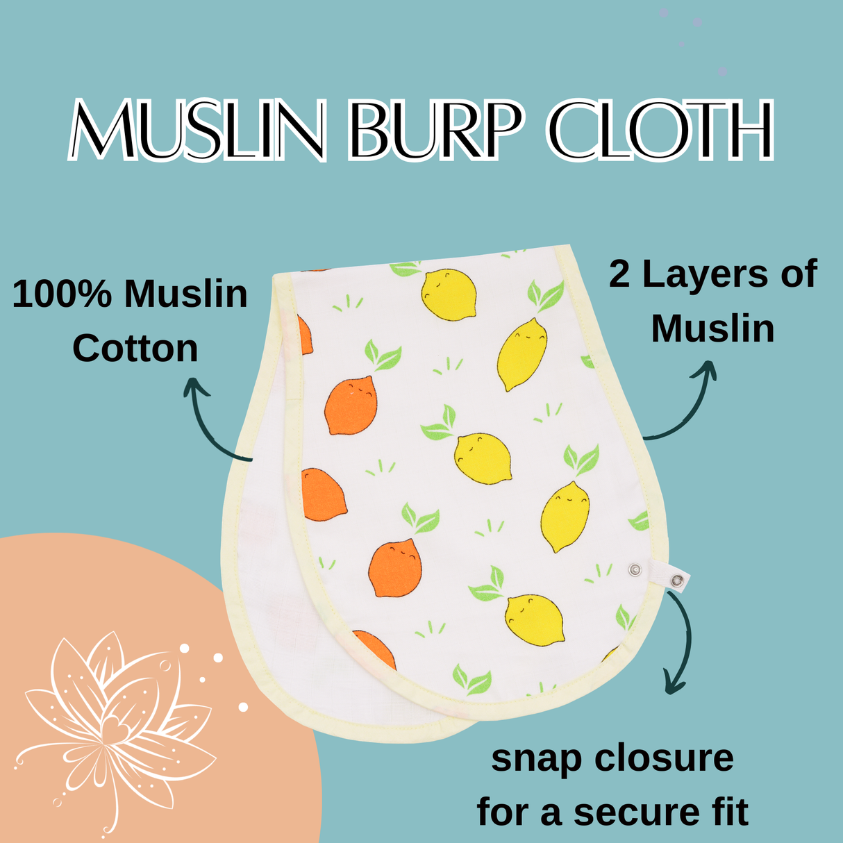 Muslin Burp Cloth - Simply Citrus
